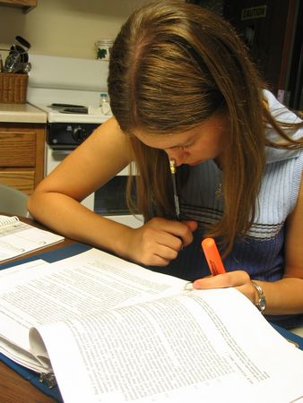 Hannah working at homework