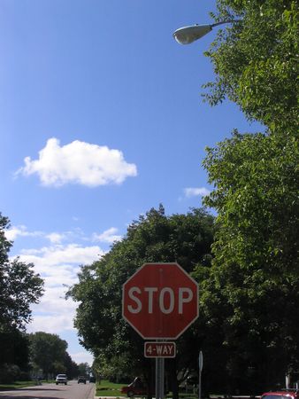 &lt;STOP&gt; [4-WAY] under lamp post