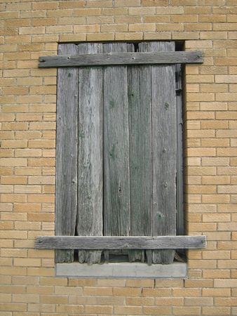 Window boarded up