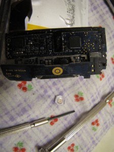 Disassembled iPod touch home button mechanism