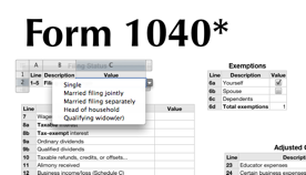 f1040 spreadsheet screenshot (reduced)