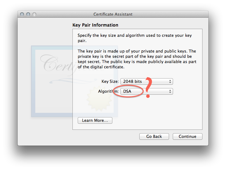 Self-signed S/MIME certificate creation, figure 4